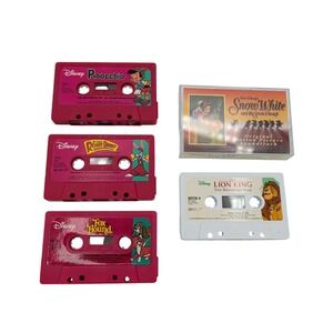 Disney Vintage Cassette Tape Lot Snow White Lion King Peter Pan Jungle Book Pink